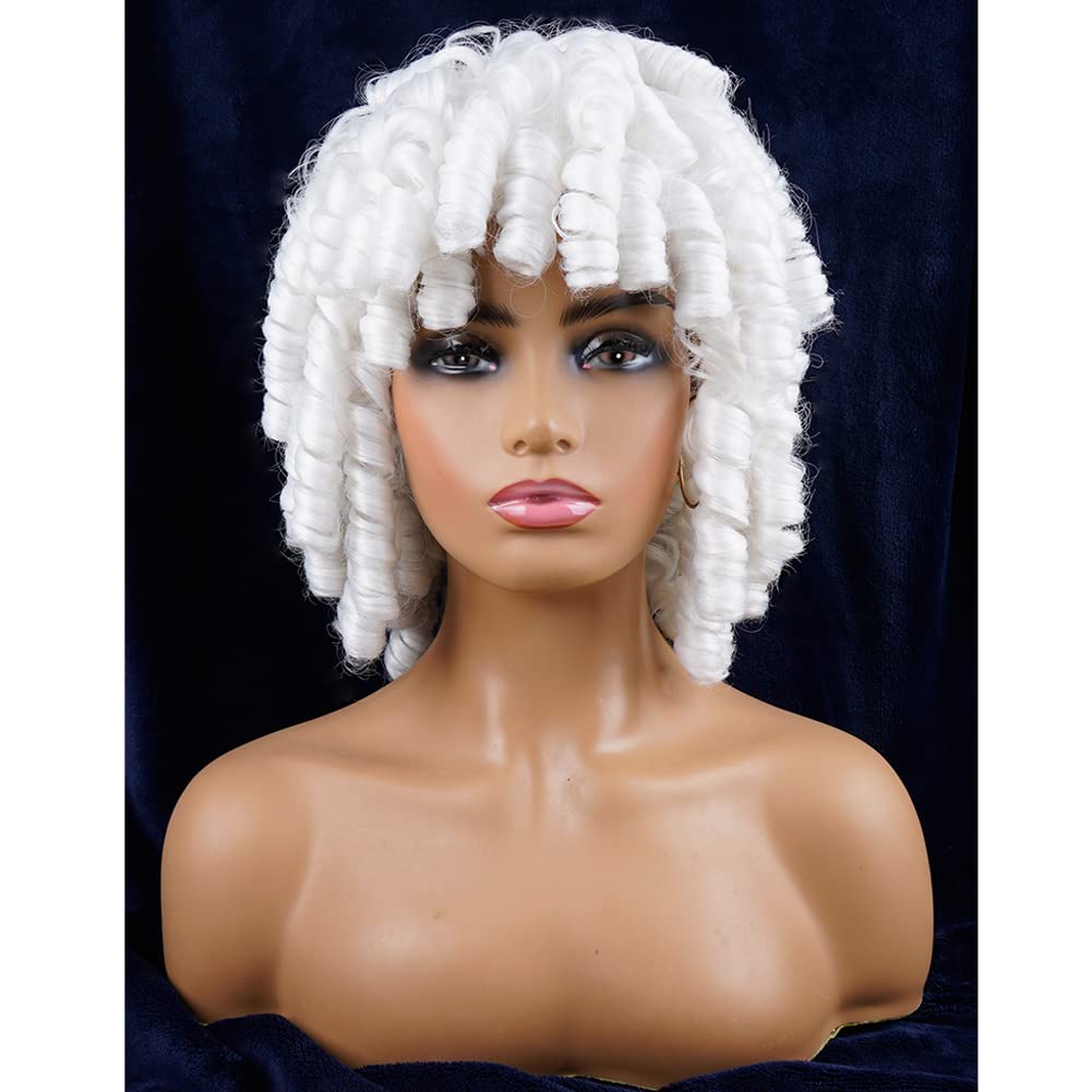Andromeda Gray Short Curly Wig for Black Women, 14-Inch, Synthetic Fiber, Adjustable Cap, Heat Resistant