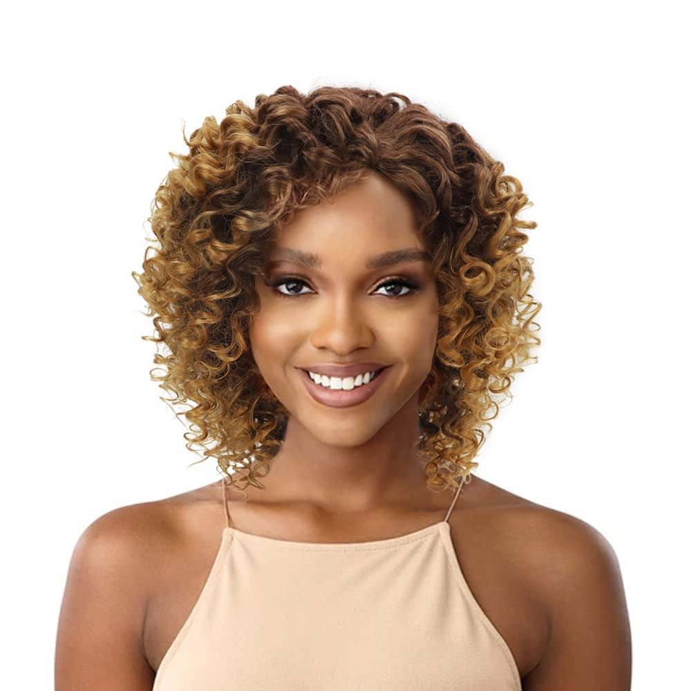 XIUFAXIRUSI XIUFAXIRUSI Ombre Blonde Afro Curly Wigs for Black Women Blonde Kinky Curly Wigs with Side Part Synthetic Fibre Full Hair Wig