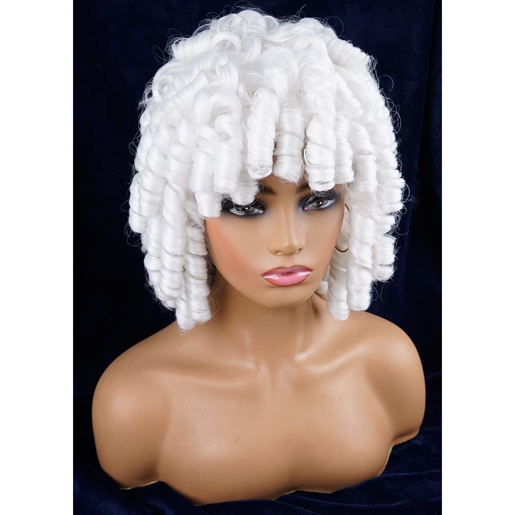 Andromeda Gray Short Curly Wig for Black Women, 14-Inch, Synthetic Fiber, Adjustable Cap, Heat Resistant