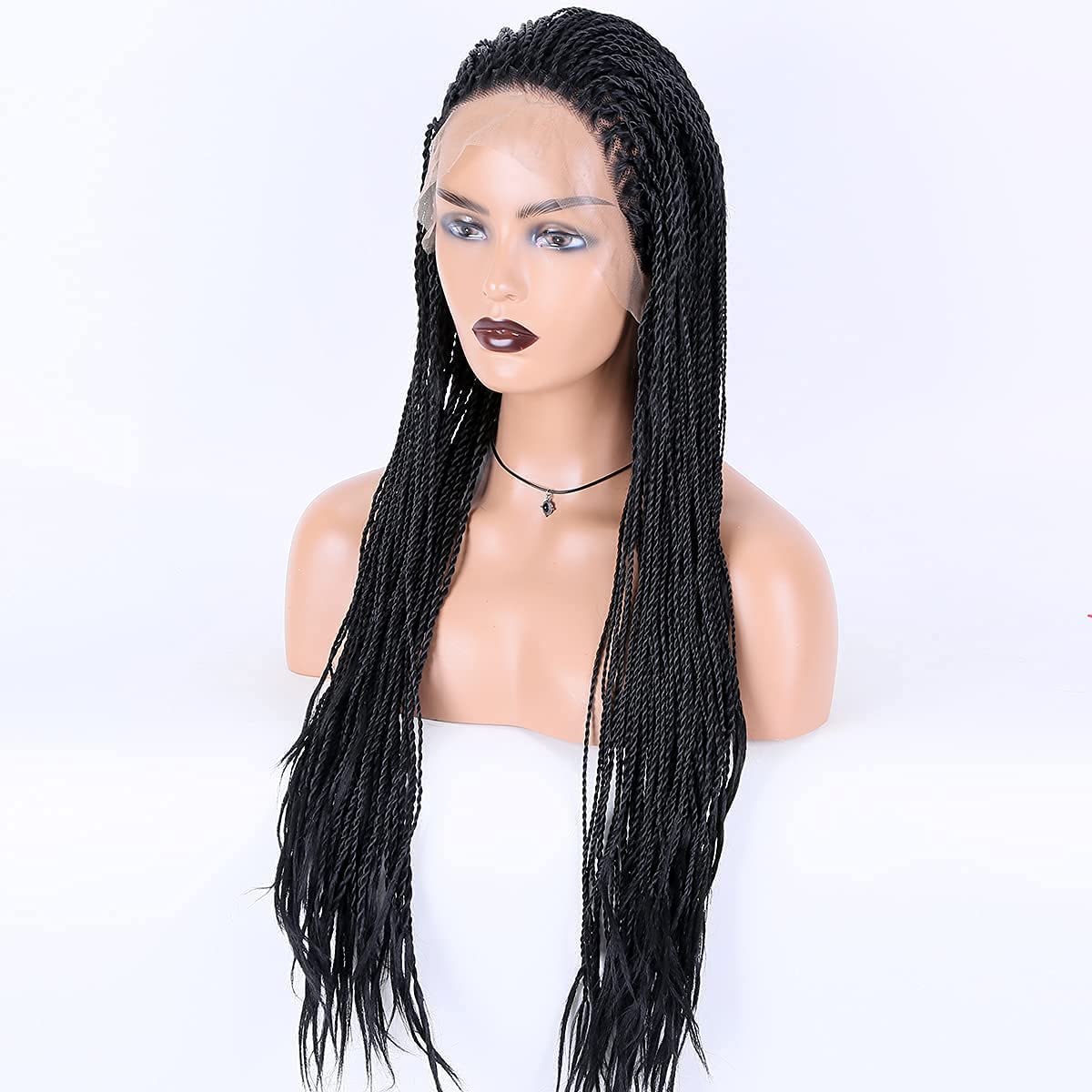 Box Braid Wig Synthetic Short Bob Wig Box Braided Wig with Bangs Cornrow Braided Wigs for Black Women (10 inches, Brown)