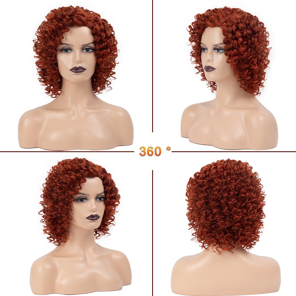 XIUFAXIRUSI XIUFAXIRUSI Ombre Blonde Afro Curly Wigs for Black Women Blonde Kinky Curly Wigs with Side Part Synthetic Fibre Full Hair Wig