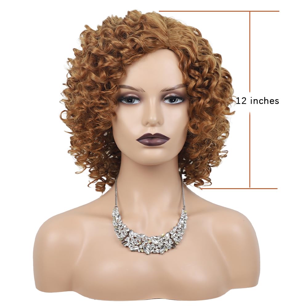 XIUFAXIRUSI XIUFAXIRUSI Ombre Blonde Afro Curly Wigs for Black Women Blonde Kinky Curly Wigs with Side Part Synthetic Fibre Full Hair Wig