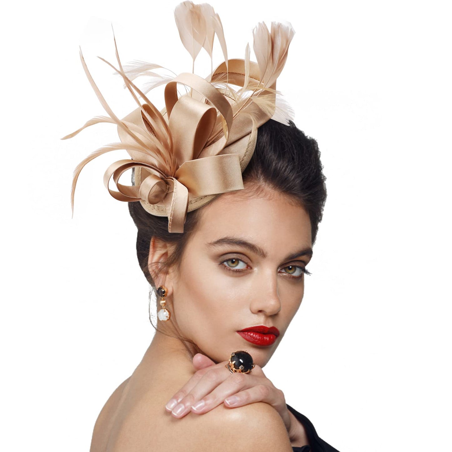 DRESHOW Women Fascinator Hats Tea Party Hat Vintage Pillbox Hat Headband for Cocktail