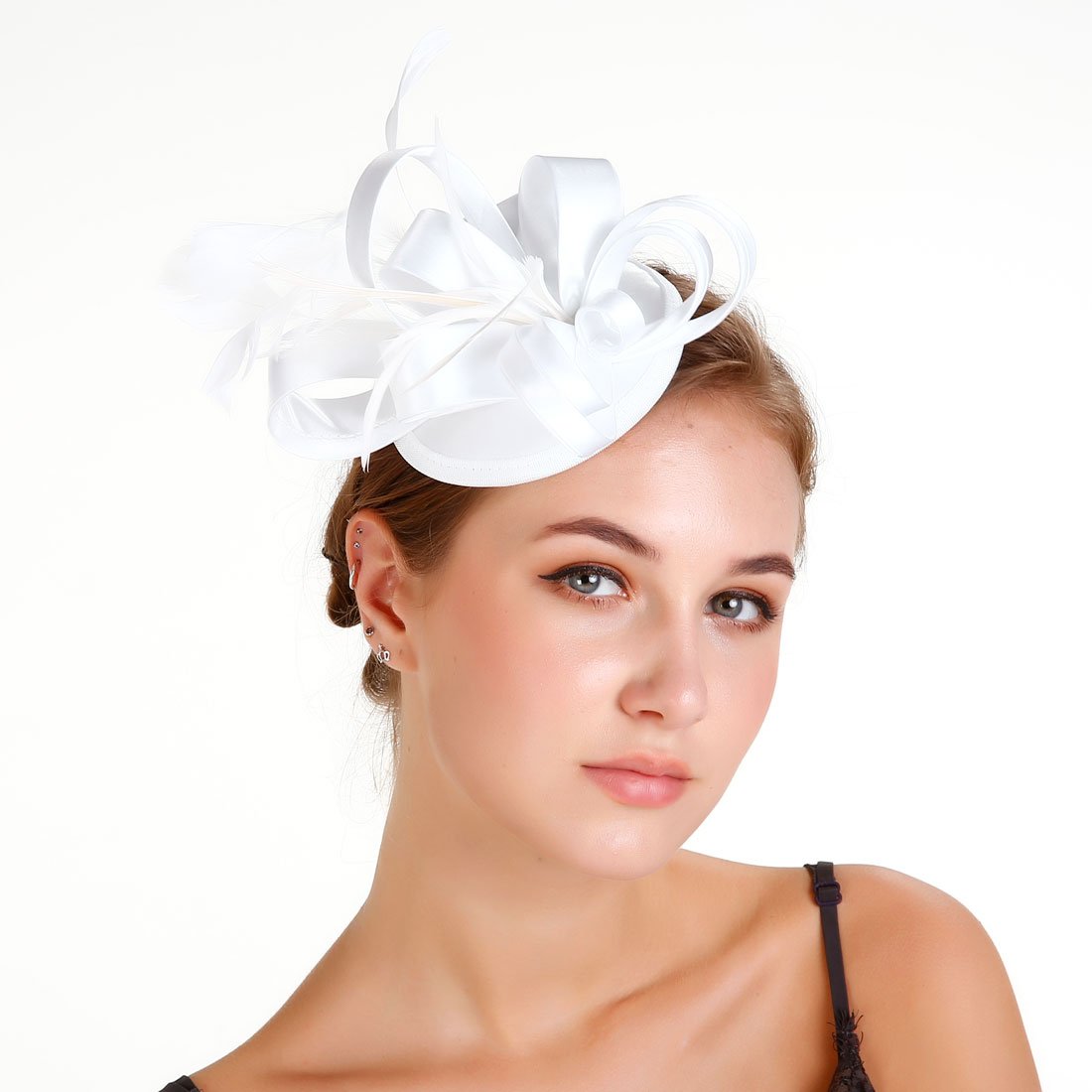 DRESHOW Women Fascinator Hats Tea Party Hat Vintage Pillbox Hat Headband for Cocktail