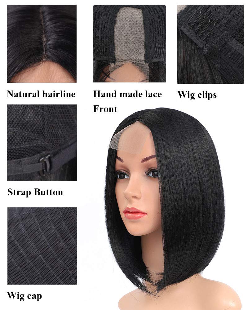 Highlights Black Wigs Bob Wigs Short Wigs Synthetic Heat Resistant Fiber Hair Natural Looking Daily Cosplay Party Wigs for Women 12 Inch (30/Black)