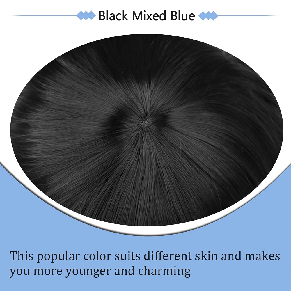 Black Mixed Brown Wig for Black Women 14 Inch Short Wavy Hair Wigs Curly Bob Wig with Bangs Wigs Shoulder Length Wigs for Black Women Bob Style Synthetic Heat Resistant Bob Wigs