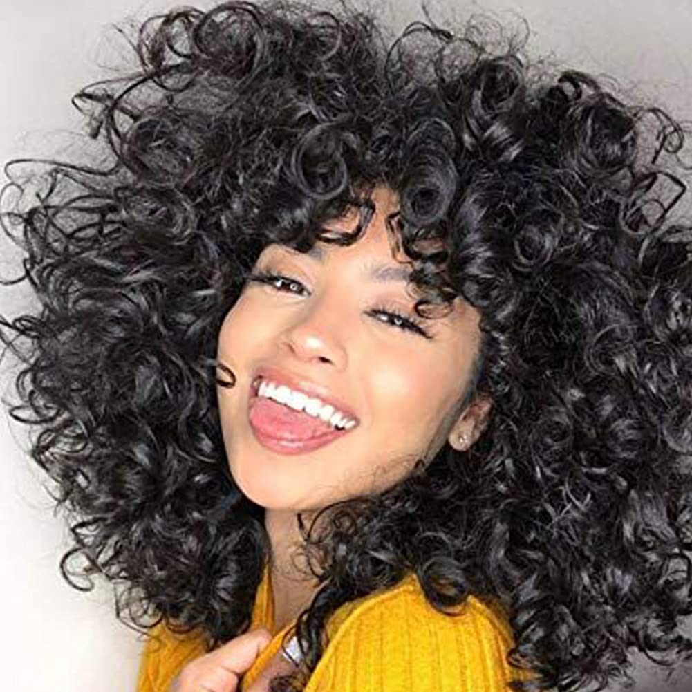 Andromeda Gray Short Curly Wig for Black Women, 14-Inch, Synthetic Fiber, Adjustable Cap, Heat Resistant