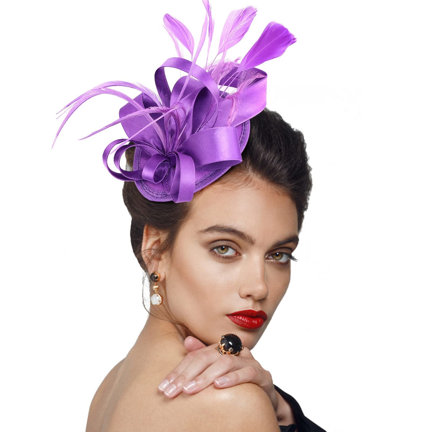 DRESHOW Women Fascinator Hats Tea Party Hat Vintage Pillbox Hat Headband for Cocktail