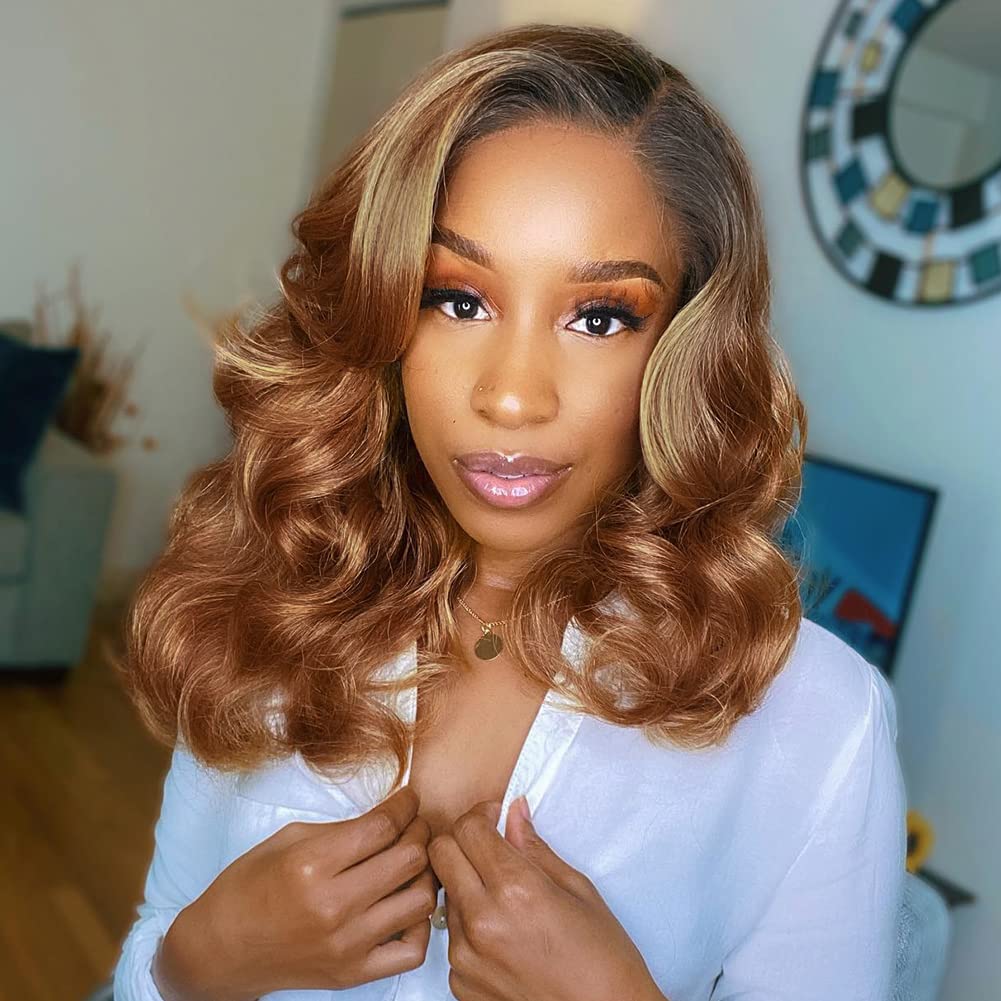 Lady Miranda Loose Wave Lace Part Wig Pure Color Nature Curly Synthetic Heat Resistant Weave Full Wigs for Women(Black)