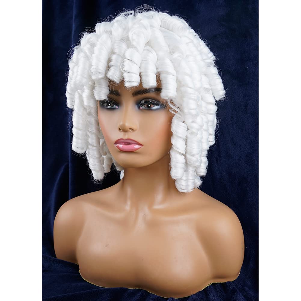 Andromeda Gray Short Curly Wig for Black Women, 14-Inch, Synthetic Fiber, Adjustable Cap, Heat Resistant