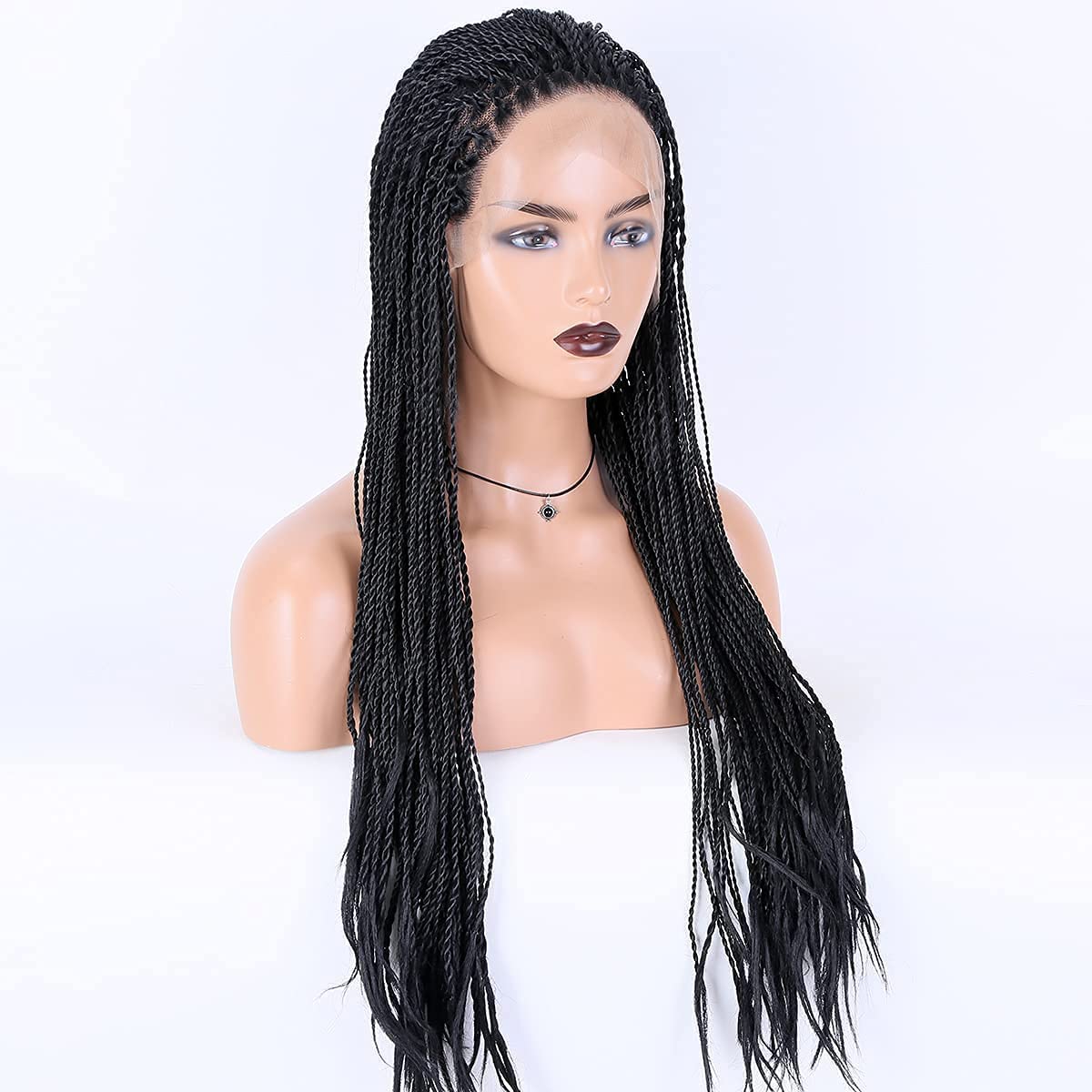 Box Braid Wig Synthetic Short Bob Wig Box Braided Wig with Bangs Cornrow Braided Wigs for Black Women (10 inches, Brown)