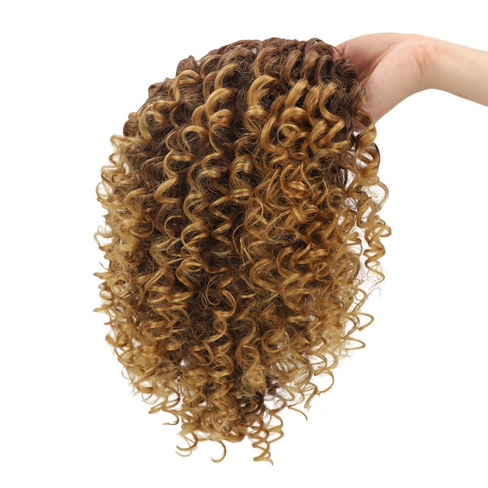 XIUFAXIRUSI XIUFAXIRUSI Ombre Blonde Afro Curly Wigs for Black Women Blonde Kinky Curly Wigs with Side Part Synthetic Fibre Full Hair Wig