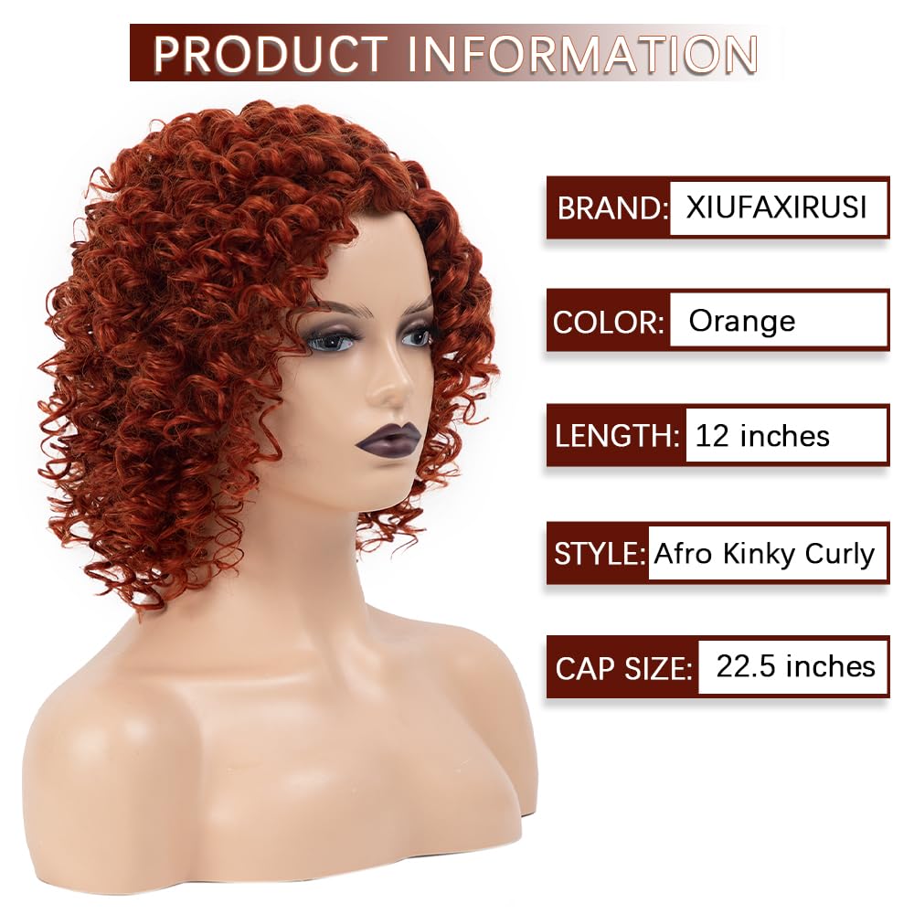 XIUFAXIRUSI XIUFAXIRUSI Ombre Blonde Afro Curly Wigs for Black Women Blonde Kinky Curly Wigs with Side Part Synthetic Fibre Full Hair Wig