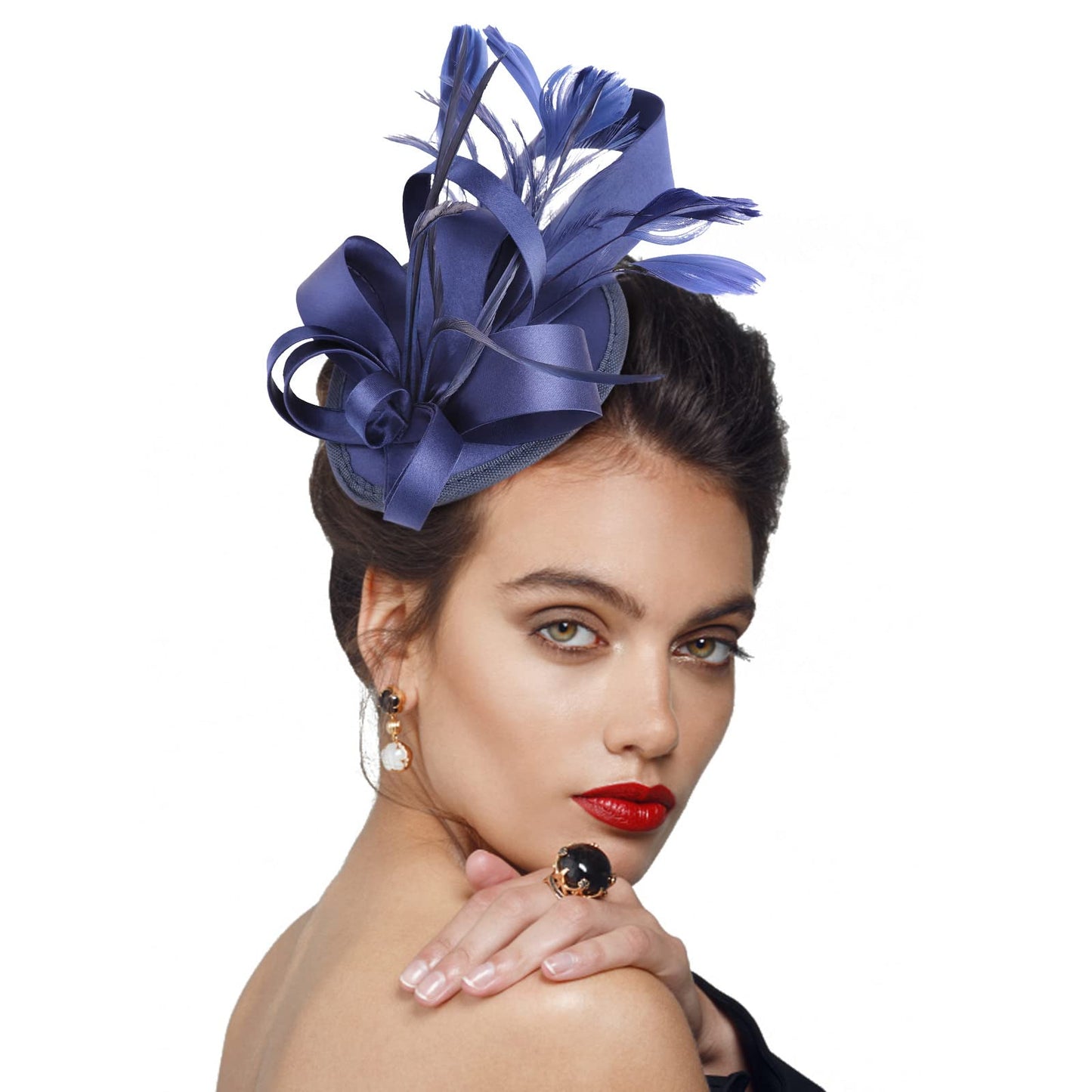 DRESHOW Women Fascinator Hats Tea Party Hat Vintage Pillbox Hat Headband for Cocktail
