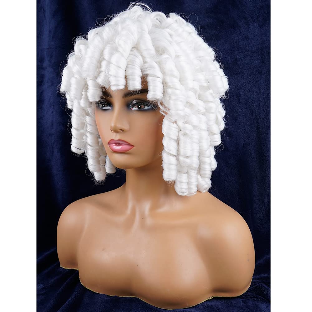 Andromeda Gray Short Curly Wig for Black Women, 14-Inch, Synthetic Fiber, Adjustable Cap, Heat Resistant