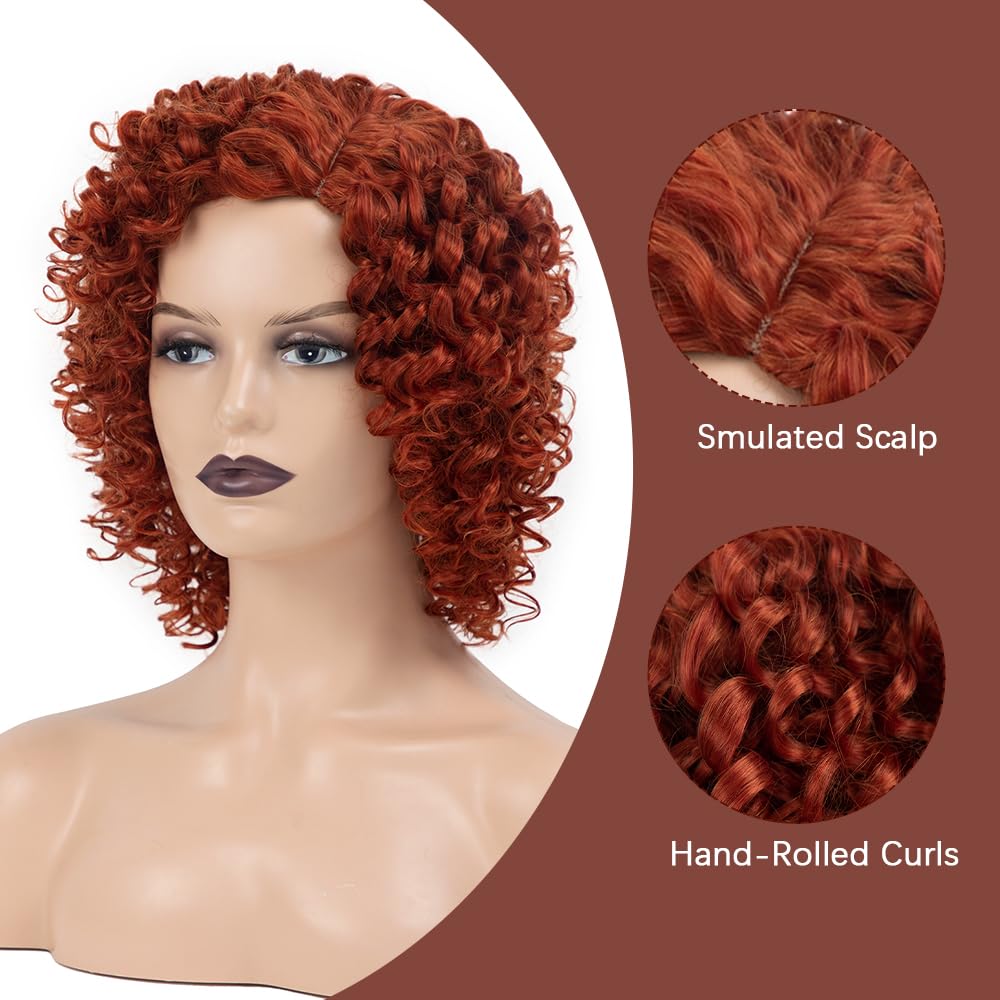 XIUFAXIRUSI XIUFAXIRUSI Ombre Blonde Afro Curly Wigs for Black Women Blonde Kinky Curly Wigs with Side Part Synthetic Fibre Full Hair Wig