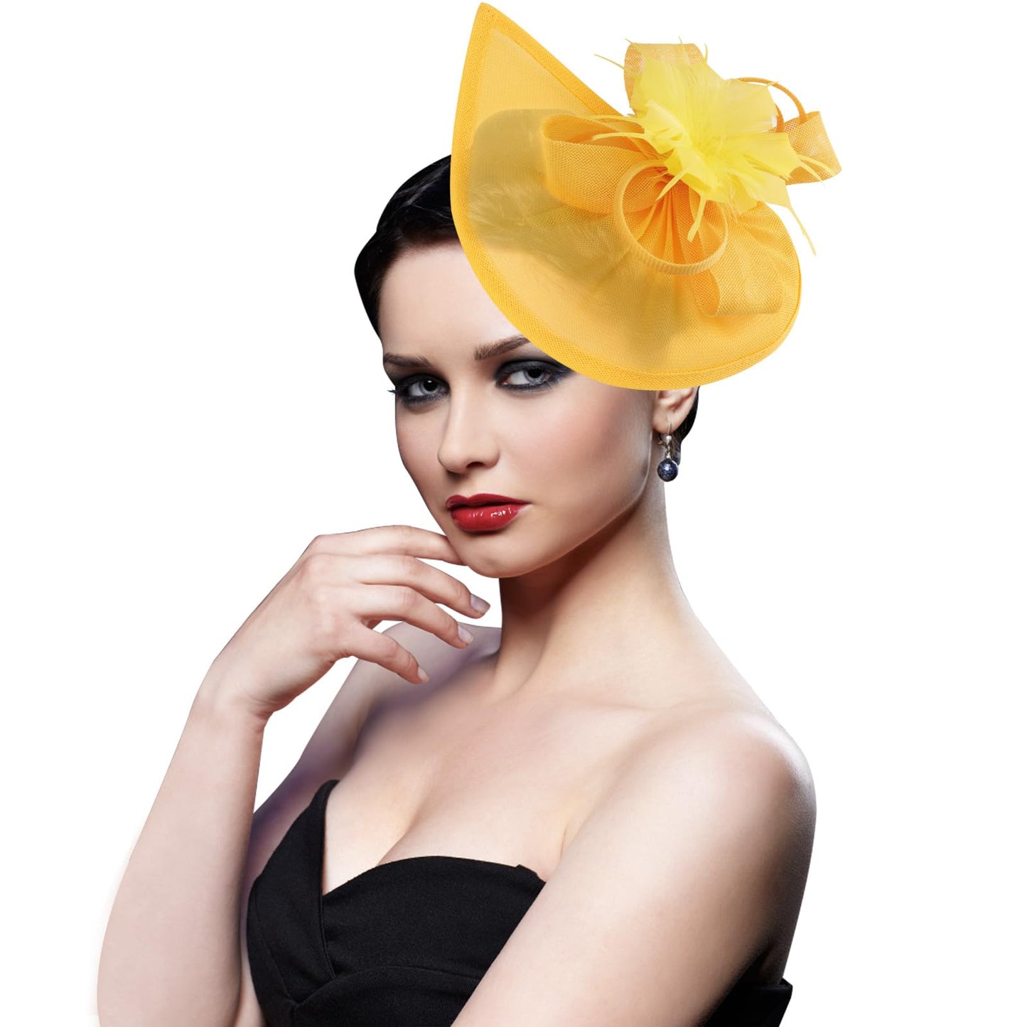 DRESHOW Women Fascinator Hats Tea Party Hat Vintage Pillbox Hat Headband for Cocktail