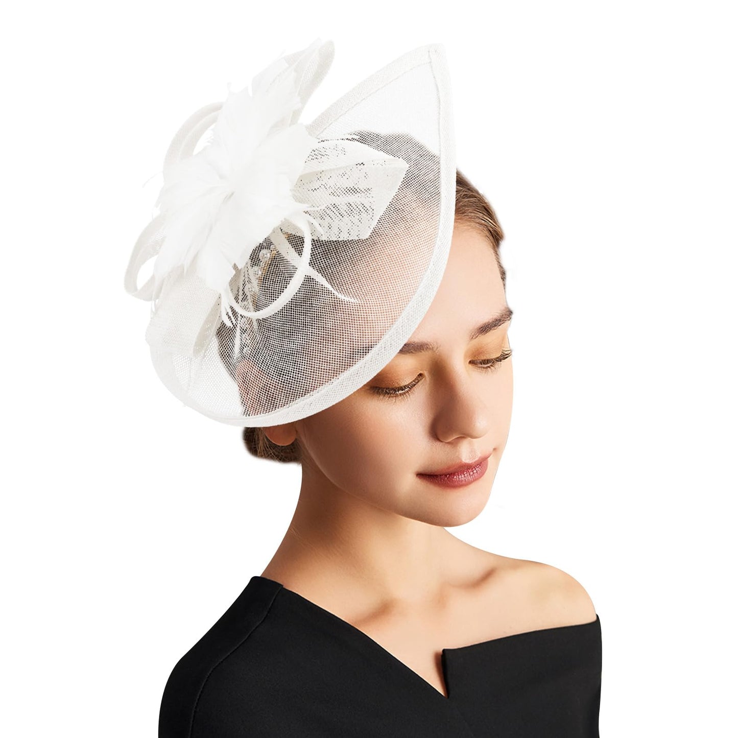 DRESHOW Women Fascinator Hats Tea Party Hat Vintage Pillbox Hat Headband for Cocktail