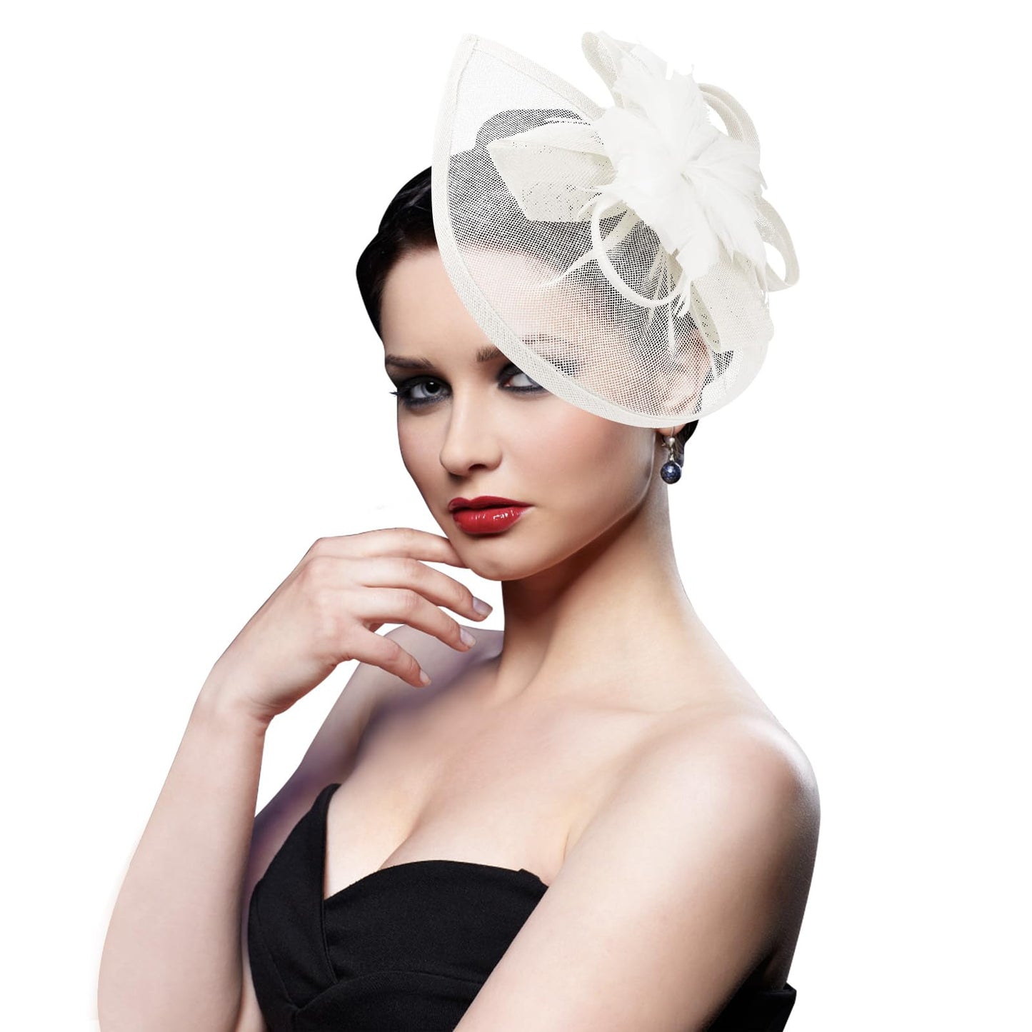 DRESHOW Women Fascinator Hats Tea Party Hat Vintage Pillbox Hat Headband for Cocktail