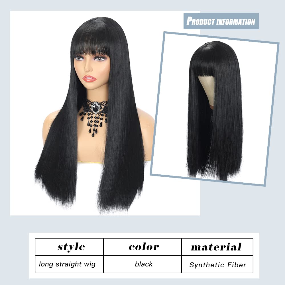 Blonde Highlight Wigs for Women, Blonde Mix Brown Wig with Bangs Silky Soft Fiber Synthetic Wig for Daily Party Use(24 Inch,Blonde Highlight)
