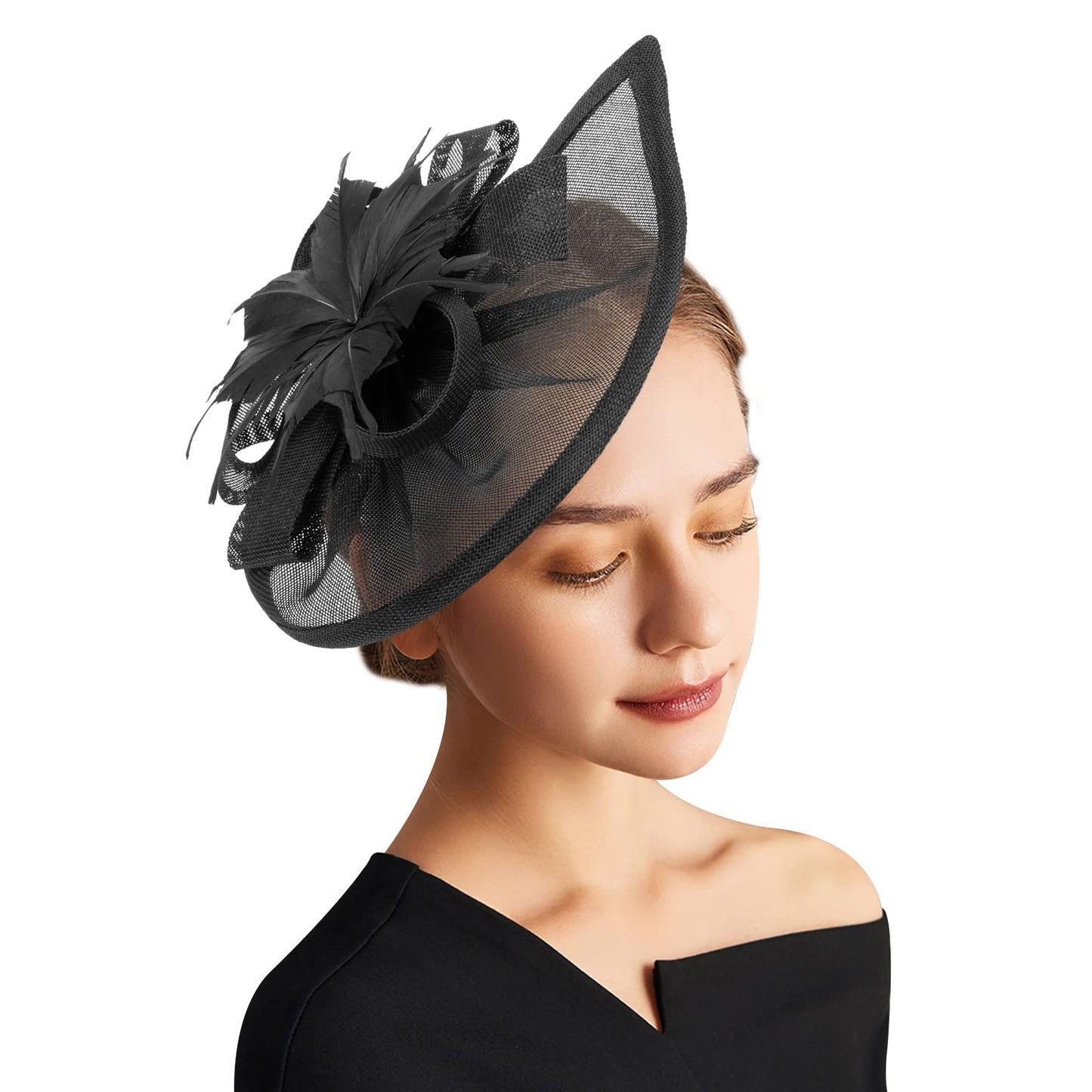 DRESHOW Women Fascinator Hats Tea Party Hat Vintage Pillbox Hat Headband for Cocktail