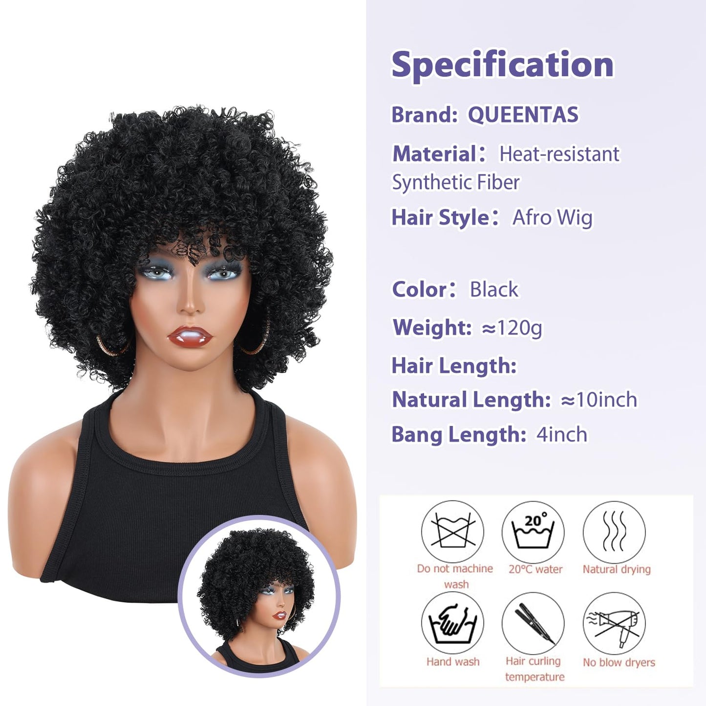 QUEENTAS Dreadlock Wigs for Black Women and Men Short Curly Big Afro Braided Wigs Faux Locs Twist Braiding Synthetic Wigs (Black to Brown)
