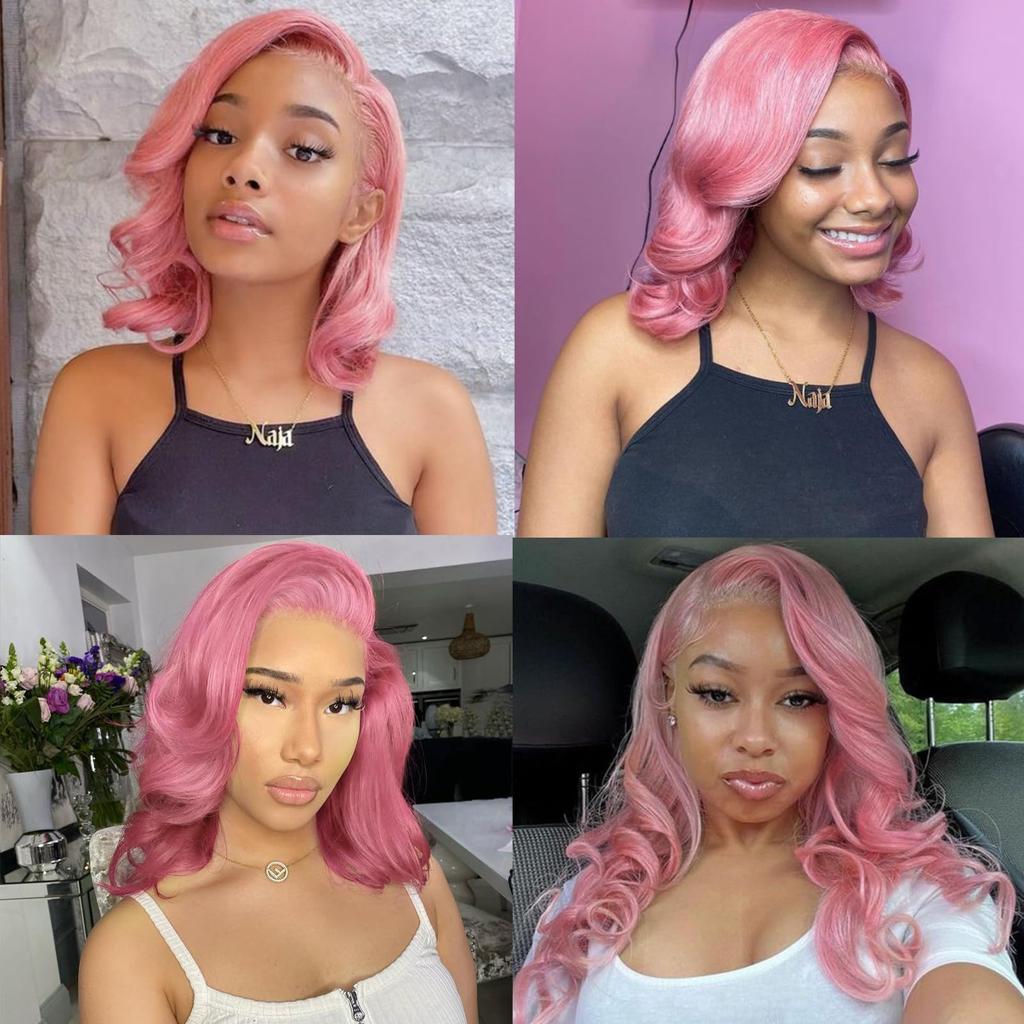Lady Miranda Loose Wave Lace Part Wig Pure Color Nature Curly Synthetic Heat Resistant Weave Full Wigs for Women(Black)