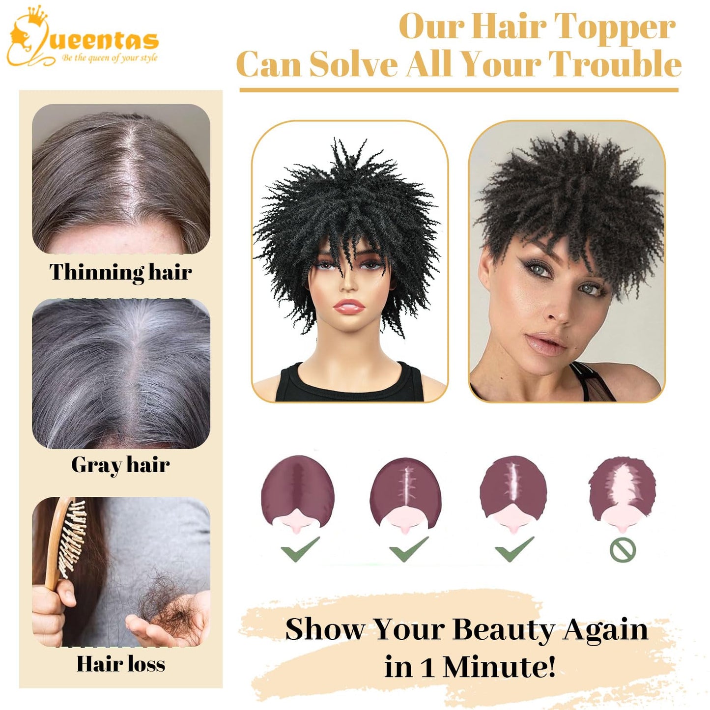 QUEENTAS Dreadlock Wigs for Black Women and Men Short Curly Big Afro Braided Wigs Faux Locs Twist Braiding Synthetic Wigs (Black to Brown)