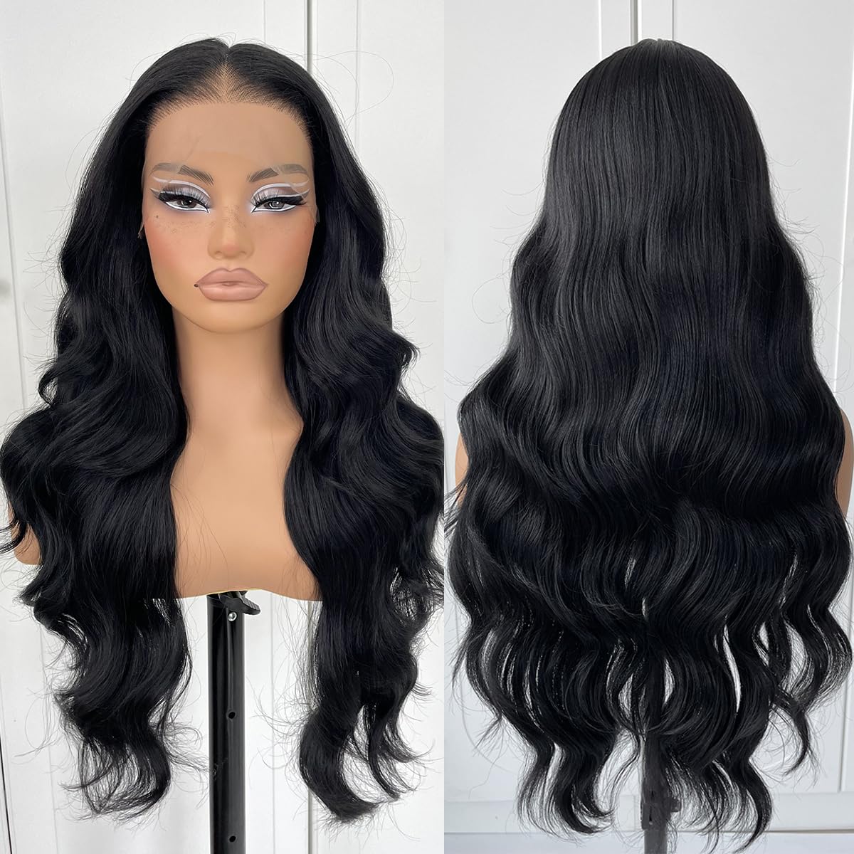 13x6 Skunk Stripe Wig Glueless Lace Front Wigs Pre Plucked Synthetic Body Wave blonde wig Wear and Go lace front wig for black women