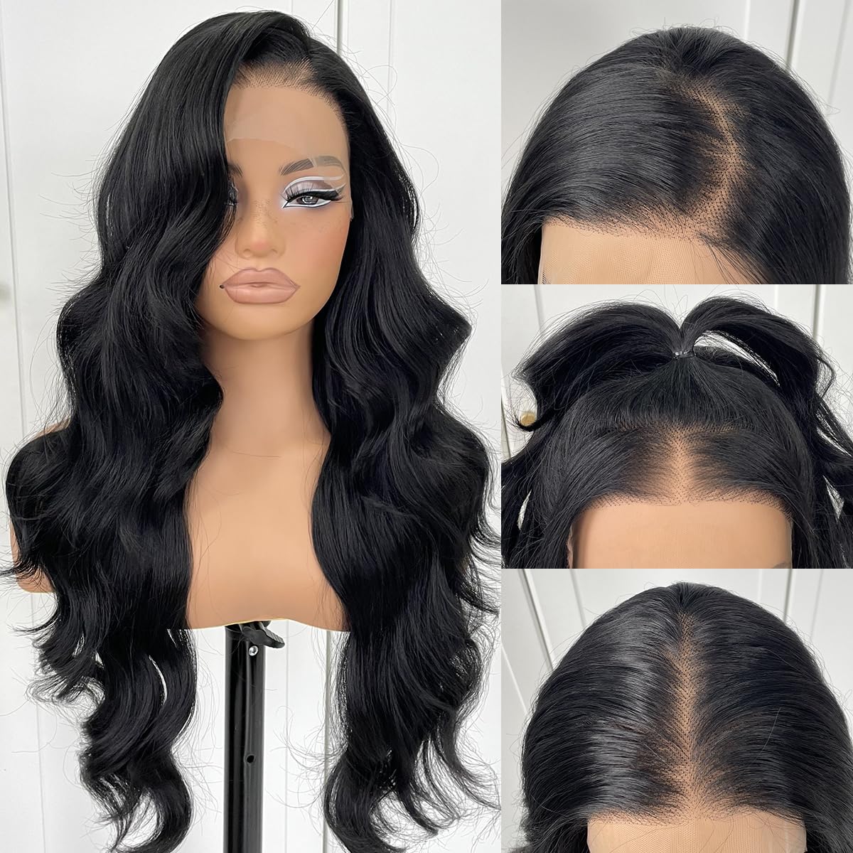 13x6 Skunk Stripe Wig Glueless Lace Front Wigs Pre Plucked Synthetic Body Wave blonde wig Wear and Go lace front wig for black women