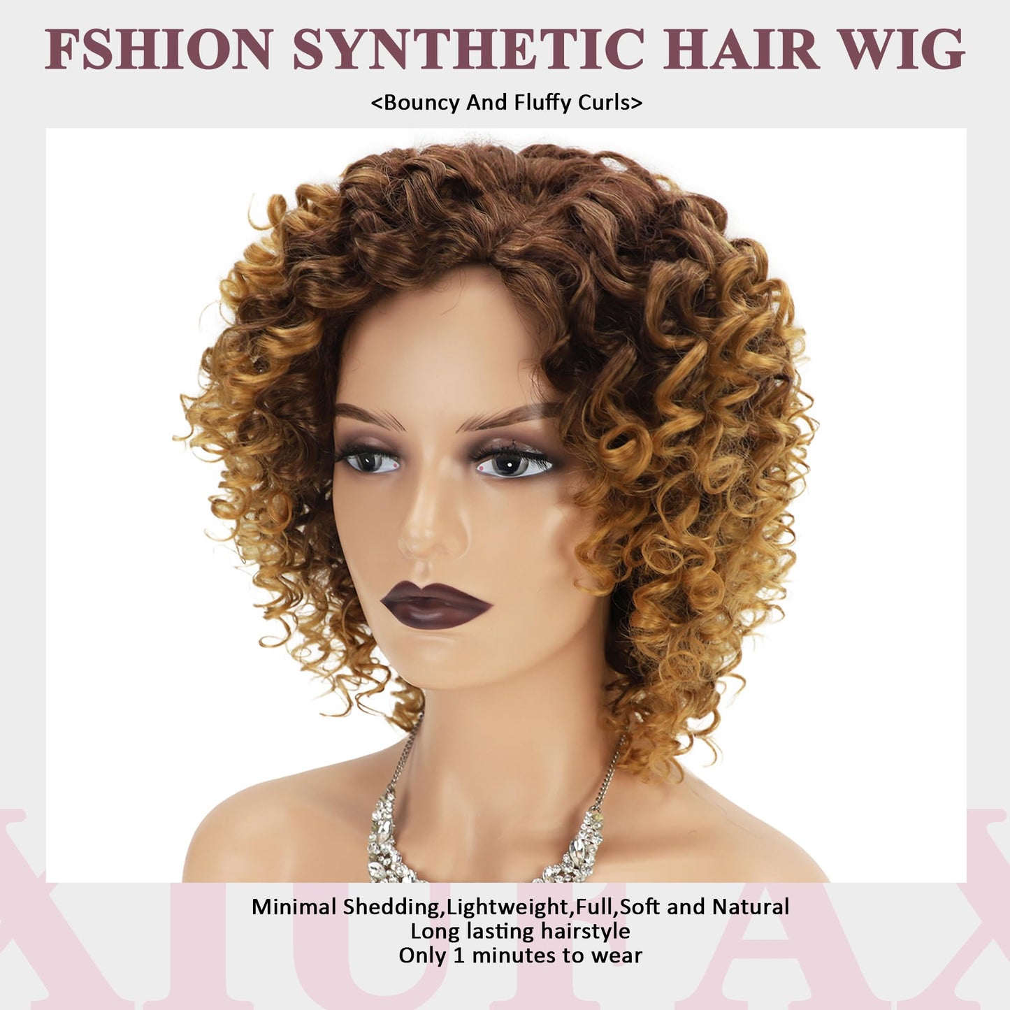 XIUFAXIRUSI XIUFAXIRUSI Ombre Blonde Afro Curly Wigs for Black Women Blonde Kinky Curly Wigs with Side Part Synthetic Fibre Full Hair Wig