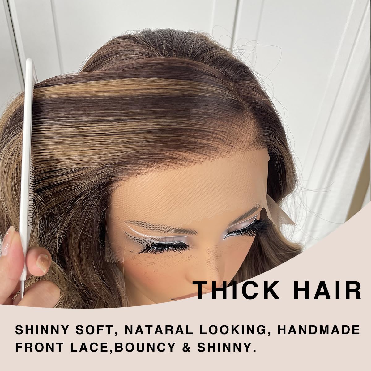 13x6 Skunk Stripe Wig Glueless Lace Front Wigs Pre Plucked Synthetic Body Wave blonde wig Wear and Go lace front wig for black women