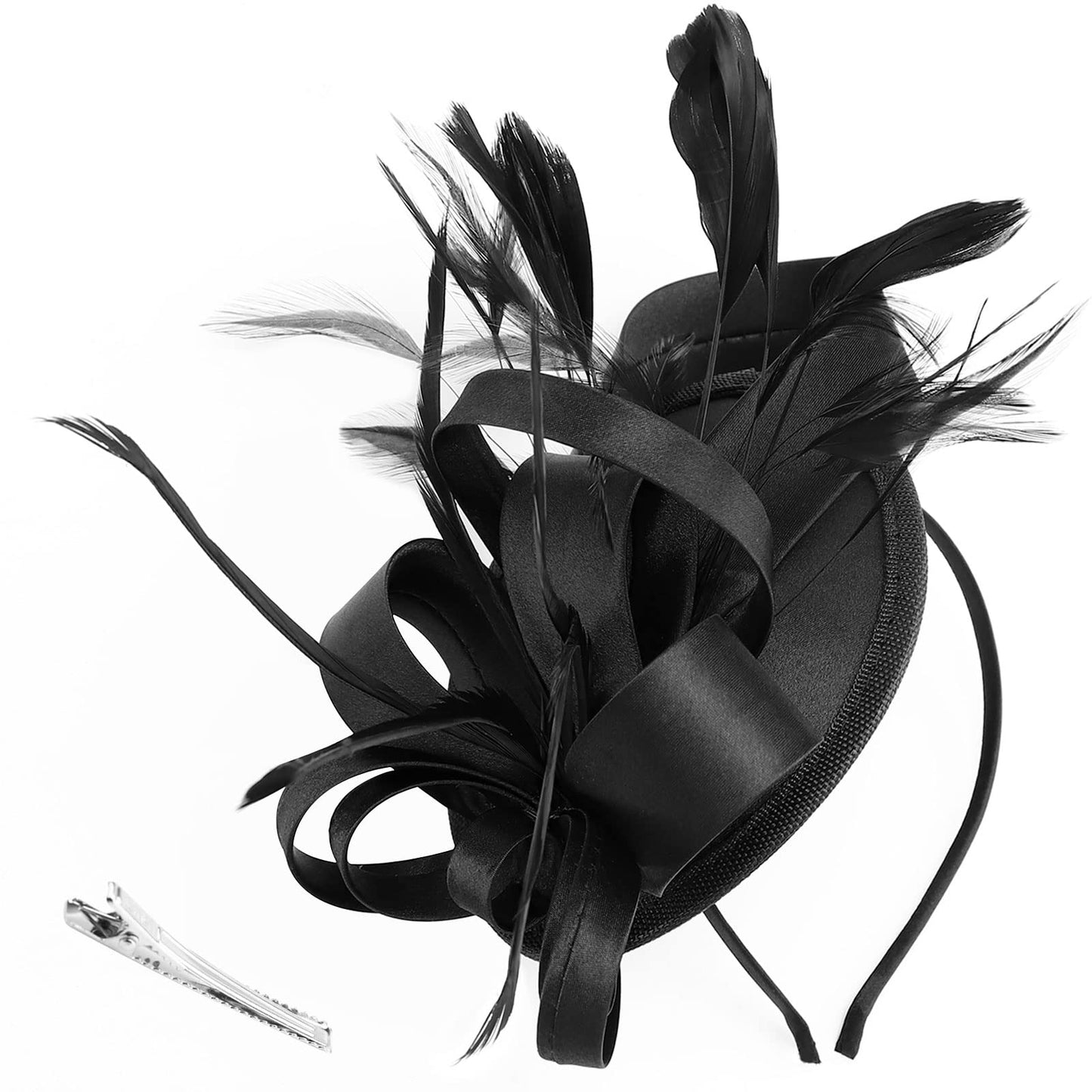 DRESHOW Women Fascinator Hats Tea Party Hat Vintage Pillbox Hat Headband for Cocktail