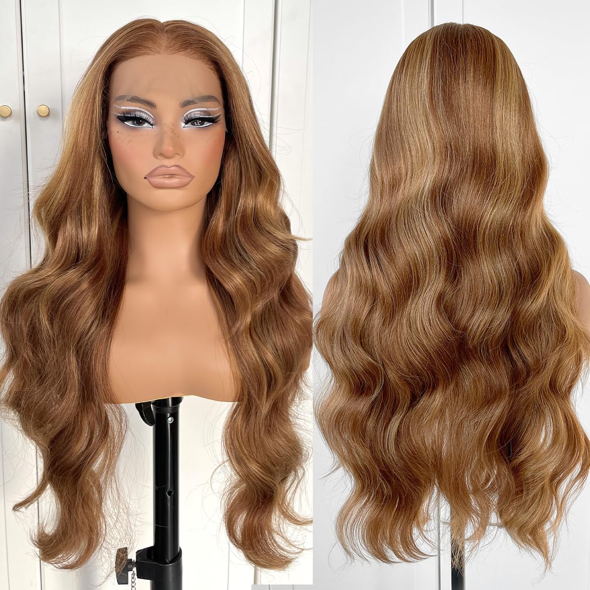 13x6 Skunk Stripe Wig Glueless Lace Front Wigs Pre Plucked Synthetic Body Wave blonde wig Wear and Go lace front wig for black women