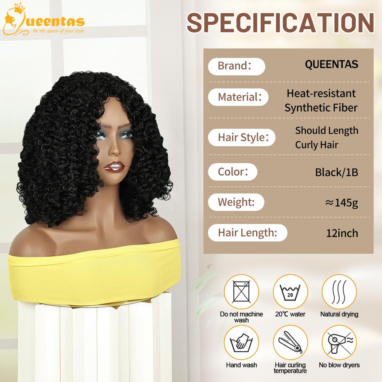 QUEENTAS Dreadlock Wigs for Black Women and Men Short Curly Big Afro Braided Wigs Faux Locs Twist Braiding Synthetic Wigs (Black to Brown)