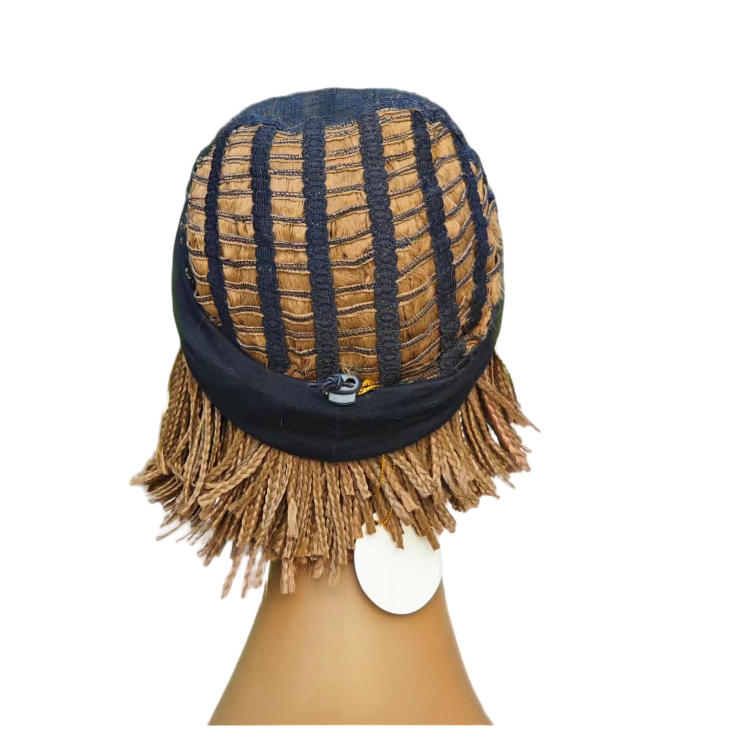 Box Braid Wig Synthetic Short Bob Wig Box Braided Wig with Bangs Cornrow Braided Wigs for Black Women (10 inches, Brown)