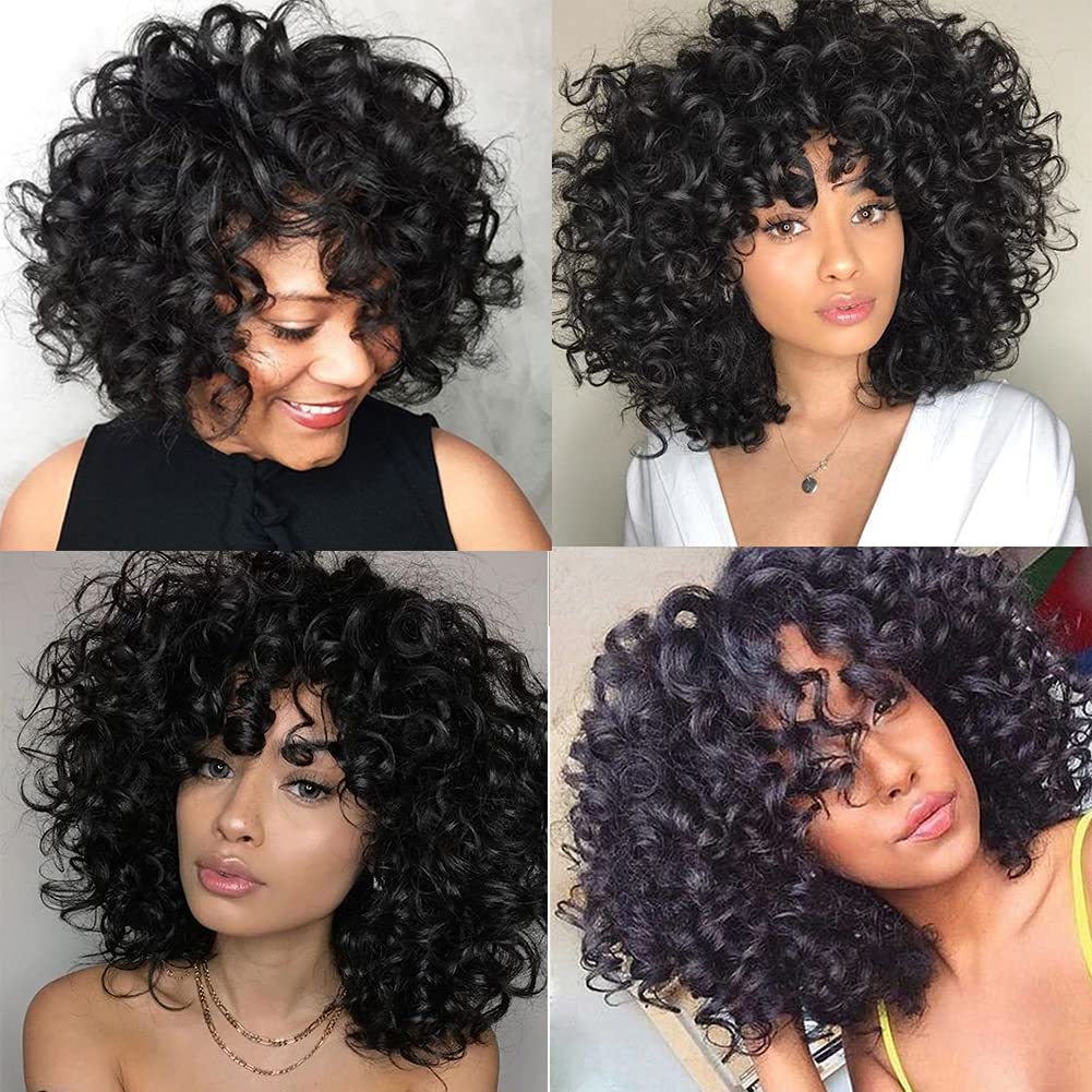Andromeda Gray Short Curly Wig for Black Women, 14-Inch, Synthetic Fiber, Adjustable Cap, Heat Resistant