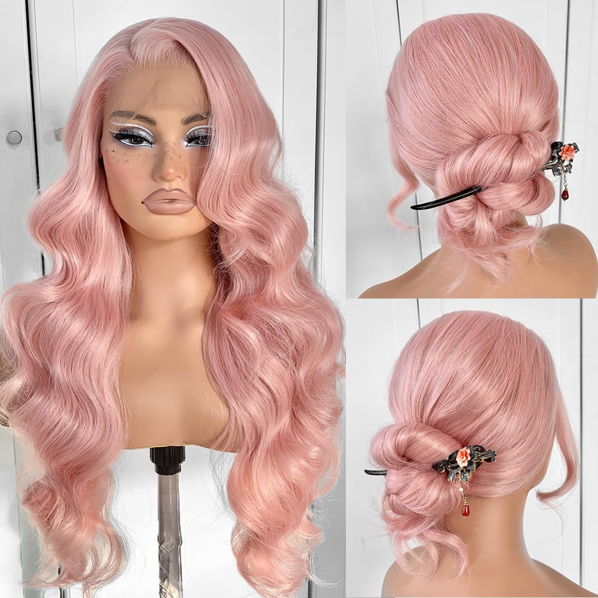 13x6 Skunk Stripe Wig Glueless Lace Front Wigs Pre Plucked Synthetic Body Wave blonde wig Wear and Go lace front wig for black women