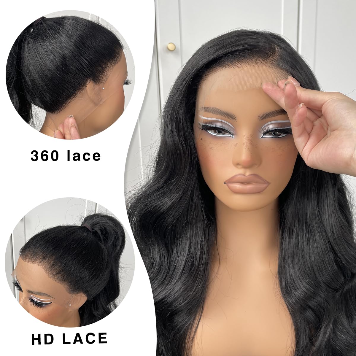 13x6 Skunk Stripe Wig Glueless Lace Front Wigs Pre Plucked Synthetic Body Wave blonde wig Wear and Go lace front wig for black women