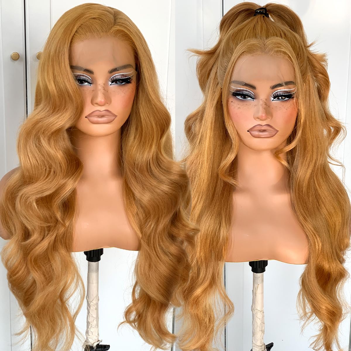 13x6 Skunk Stripe Wig Glueless Lace Front Wigs Pre Plucked Synthetic Body Wave blonde wig Wear and Go lace front wig for black women