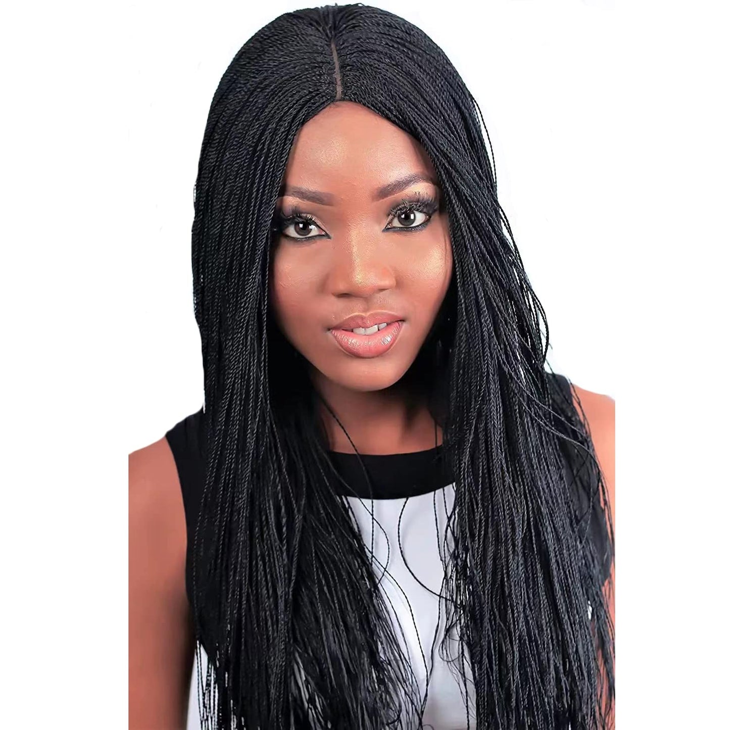 Box Braid Wig Synthetic Short Bob Wig Box Braided Wig with Bangs Cornrow Braided Wigs for Black Women (10 inches, Brown)