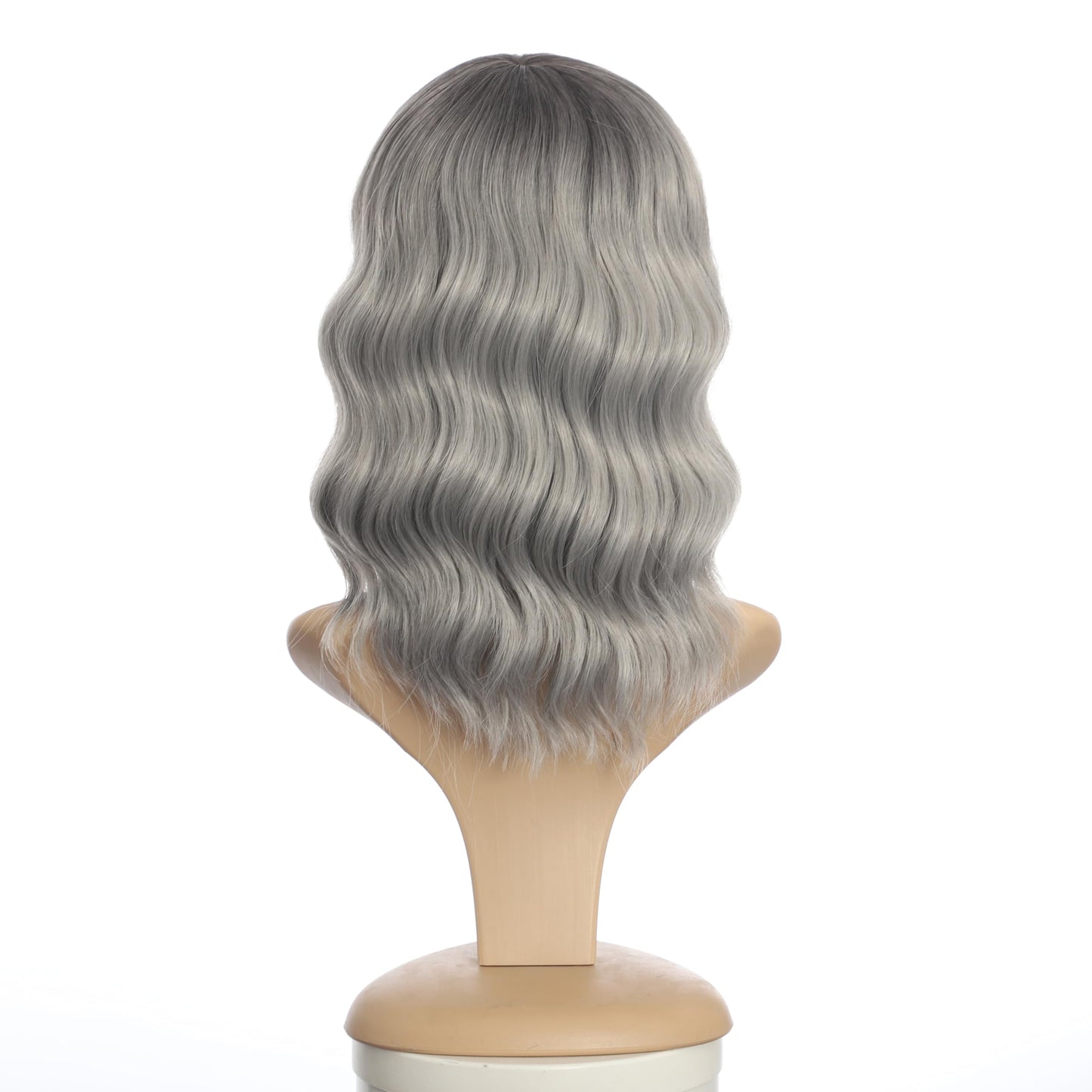 Black Mixed Brown Wig for Black Women 14 Inch Short Wavy Hair Wigs Curly Bob Wig with Bangs Wigs Shoulder Length Wigs for Black Women Bob Style Synthetic Heat Resistant Bob Wigs