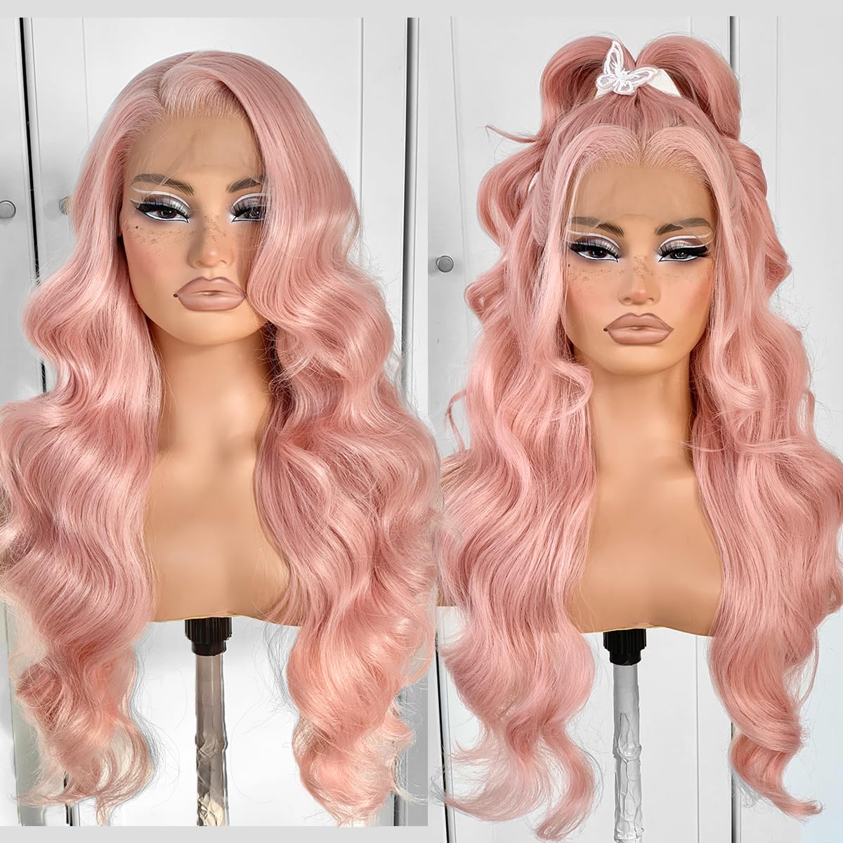 13x6 Skunk Stripe Wig Glueless Lace Front Wigs Pre Plucked Synthetic Body Wave blonde wig Wear and Go lace front wig for black women