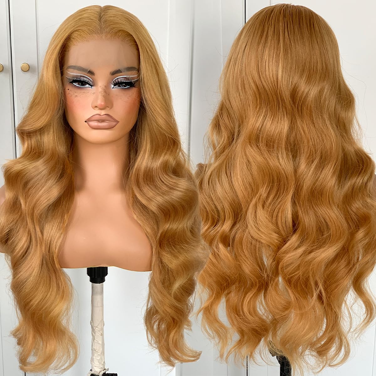 13x6 Skunk Stripe Wig Glueless Lace Front Wigs Pre Plucked Synthetic Body Wave blonde wig Wear and Go lace front wig for black women