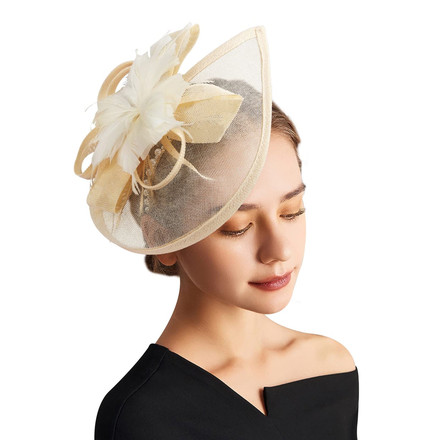 DRESHOW Women Fascinator Hats Tea Party Hat Vintage Pillbox Hat Headband for Cocktail