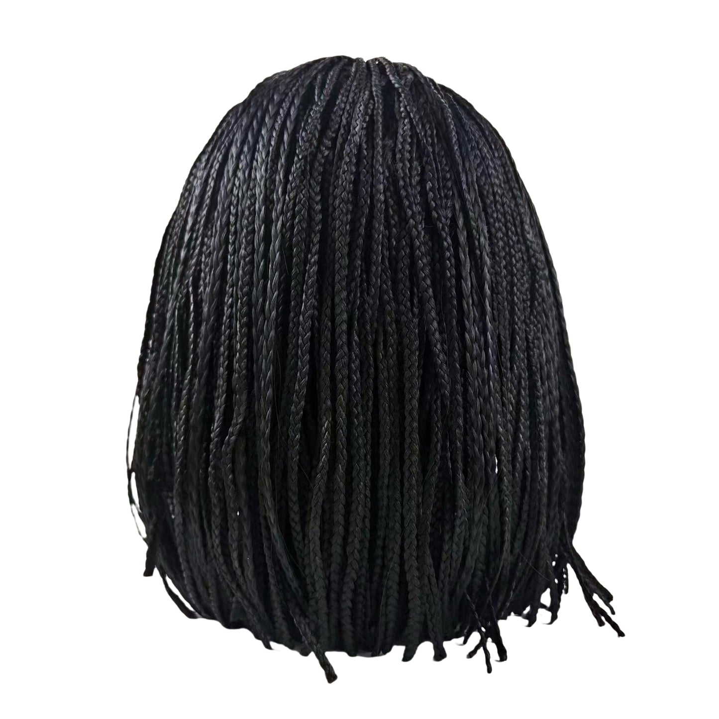 Box Braid Wig Synthetic Short Bob Wig Box Braided Wig with Bangs Cornrow Braided Wigs for Black Women (10 inches, Brown)