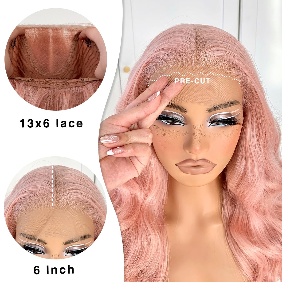 13x6 Skunk Stripe Wig Glueless Lace Front Wigs Pre Plucked Synthetic Body Wave blonde wig Wear and Go lace front wig for black women