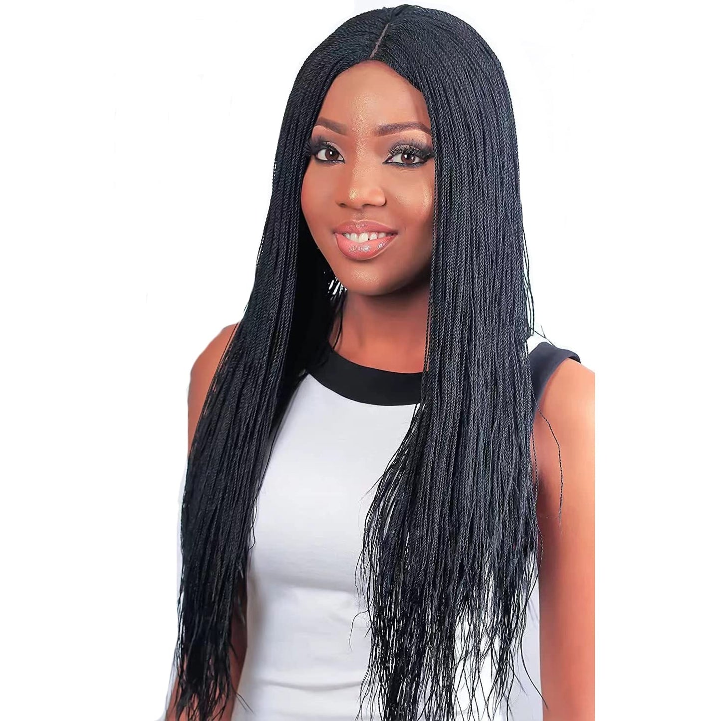 Box Braid Wig Synthetic Short Bob Wig Box Braided Wig with Bangs Cornrow Braided Wigs for Black Women (10 inches, Brown)