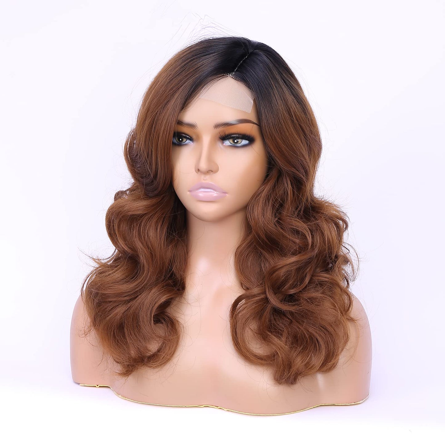 Lady Miranda Loose Wave Lace Part Wig Pure Color Nature Curly Synthetic Heat Resistant Weave Full Wigs for Women(Black)