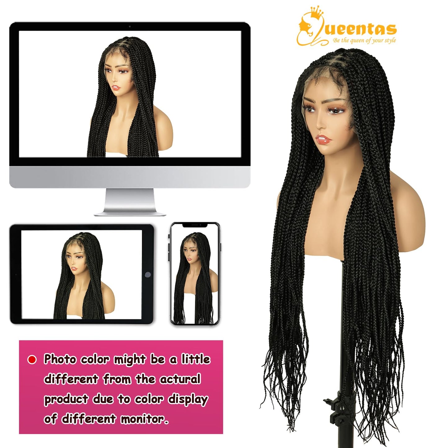 QUEENTAS Dreadlock Wigs for Black Women and Men Short Curly Big Afro Braided Wigs Faux Locs Twist Braiding Synthetic Wigs (Black to Brown)